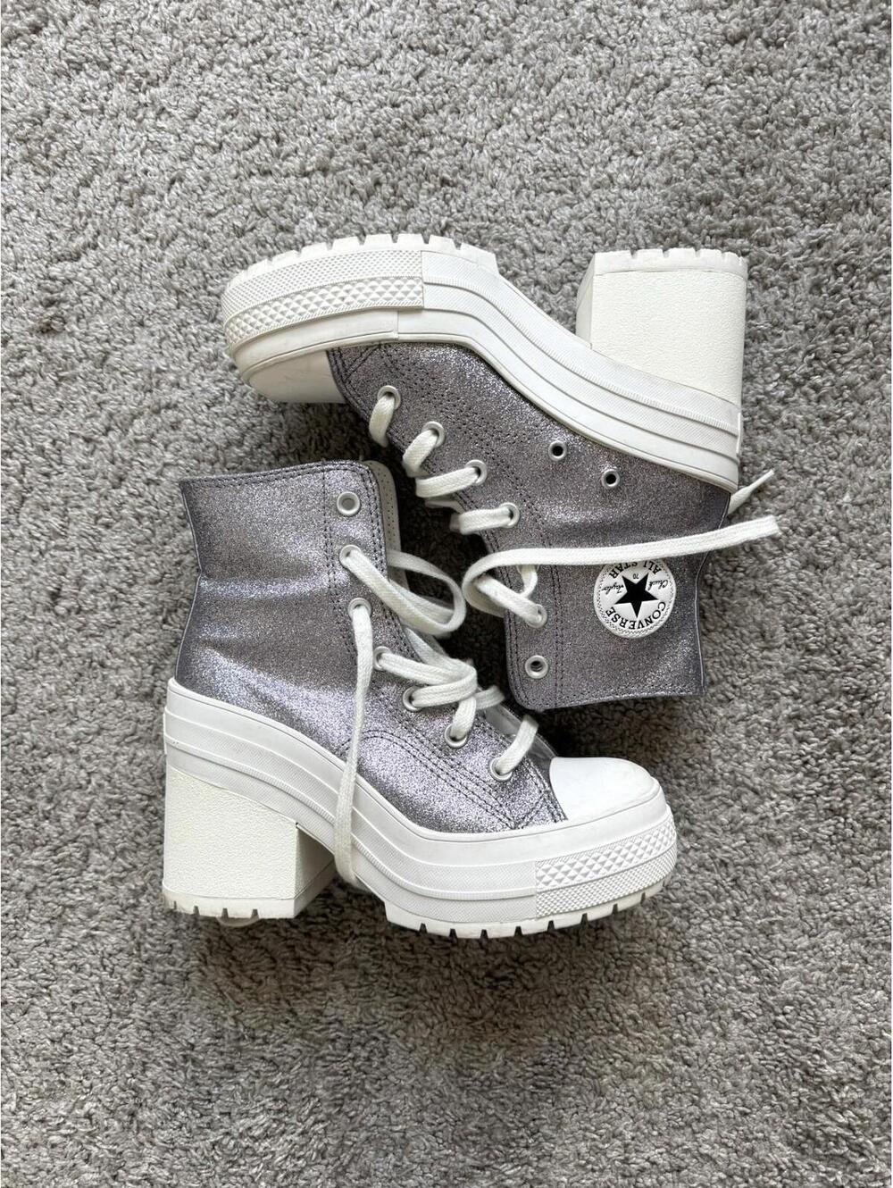 Converse Women’s 5.5 Chuck 70 De Luxe Heel Hi Top Glitter Sparkle Contemporary - Picture 2 of 9